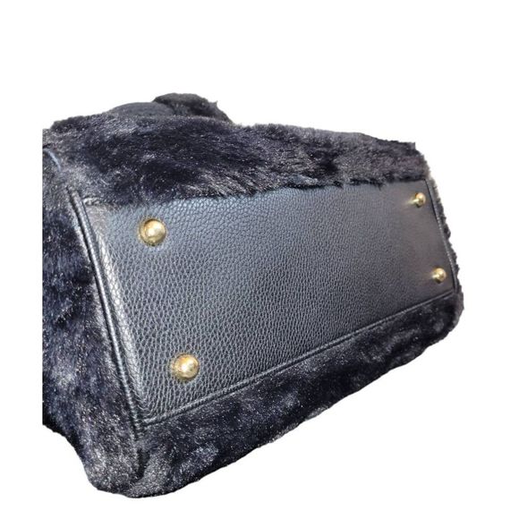 Rachel Roy Black Faux Fur Bag and Earmuffs with Removable Card Case and Strap - Picture 2 of 13